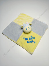 Doudou Plat Carré Vache Bleu