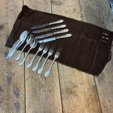 Authentique ensemble de couverts Christofle en plaqué argent perle avec étui ...