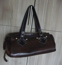 Sac Lancel style bowling cuir marron