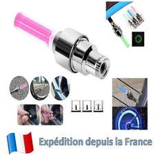 2X Lumière Bouchon Valve LED Néon Sécurité Roue de Vélo Moto Voiture Flash Lampe