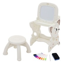 Table d’activités enfants 3en1 avec double tableau magnétique/LCD siège blanc
