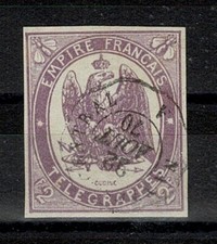 FRANCE TIMBRE TELEGRAPHE YVERT 4 " 2F VIOLET NON DENTELE 1868 " OBLITERE TB W715