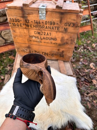 Custom black walnut wood kuksa - wood,