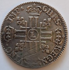 Demi Ecu aux 8 L , Louis XIV, 1691, Lille, très bon état.