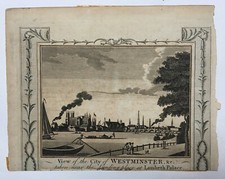 Gravure anglaise ancienne, Westminster, XVIIIe