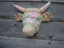 papier mâché Tête de vache  création artisanale  made in France Victoire 