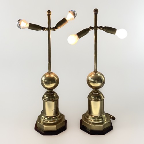 Paire lampes boules laiton - lampes,