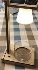Lampe De Table Veilleuse Sur Socle En Bois Avec Vase En Verre Pour Petite Plante