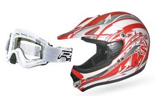 CASQUE CROSS Lunette Rouge/Blanc  XS/S/M/L/XL