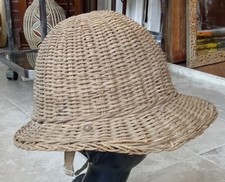 Ancien Chapeau Colonial Osier Accessoire Ancien  Antique Colonial Wicker Hat