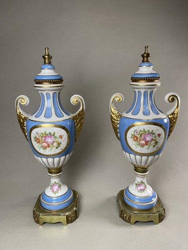 Pair sevres blue urns - pair,