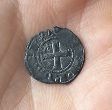 Philippe IV, Double tournois, Lys au 1, RARE légende PhILXIPPVS au droit (1,06g)