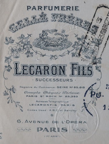 Traite facture 1924 - , parfumerie