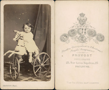 Provost, Toulouse, enfant sur son cheval tricycle Vintage CDV albumen carte de v