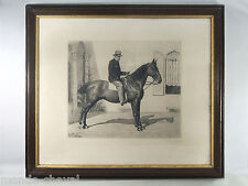GRANDE GRAVURE EAU FORTE encadrée, E. van Muyden, 1890, hommme à cheval, Suisse