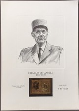 Document avec Vignette Or 23 carats Charles de Gaulle, tirage limité N°02055