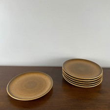 Lot de 10 assiettes à dessert Longchamp grès vernissé années 1970 peintes main v