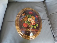 ancien tableau bouquet de fleur sur bois convexes peinture à l'huile