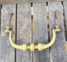 Antique French Drawer 2 Handles Pull Drop Down Solid Brass 5” Gold Dresser A++