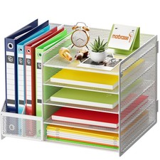 Organisateur de Bureau avec Porte-Documents,5 Niveaux - Porte-Lettres avec Ti...