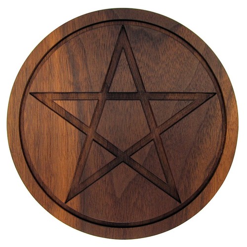 Pentacle autel bois noyer - pentacle, en