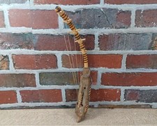 Ancien instrument ethnique harpe arc peau cuir bois  Afrique 5 cordes