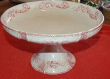 Longwy Saint Cloud coupe sur piedouche - RX 1288 - rose - feuillage