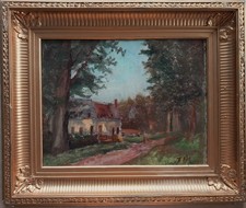 Tableau ancien PAYSAGE Hameau