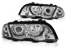 NEUF Phares avants Angel Eyes LED Chrome pour BMW E46 1998-2001 Berline Touring 