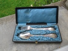 couvert de naissance 2 pièces en argent massif  orfèvre Ravinet d'Enfert 99gr