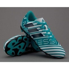 ADIDAS NEMEZIZ MESSI 17.4 FG JUNIOR Blanc Bleu Terrains Herbe Naturelle