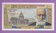 (Ref: J.103) 5 NOUVEAUX FRANCS VICTOR HUGO 2/05/1963 SUP+ 