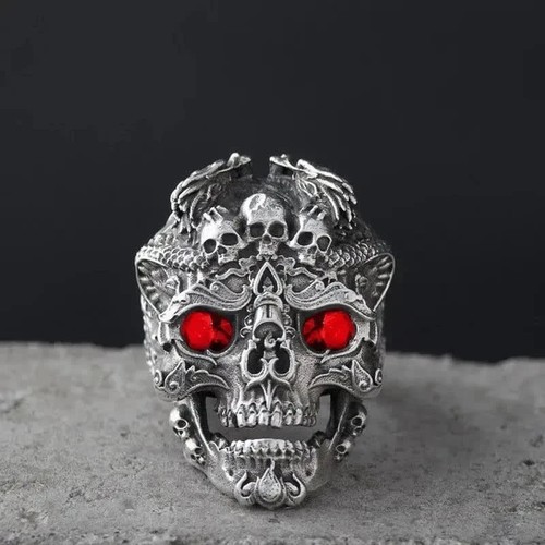 Bague crâne œil rouge cm - Œil, 2