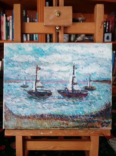 Tableau peinture bateaux