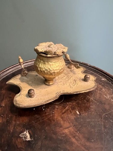Encrier porte plume bronze - encrier,