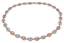 Chaîne Collier grain de café en acier bicolore 62 cm x 14 mm