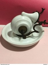 Encrier siphoïde à bascule, escargot, porcelaine de Paris, armature bronzeXIXème