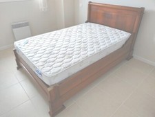 Lit complet NOYER bois massif 120 TBE / Sommier tapissier / Matelas