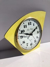 ❤️Sublime Horloge pendule formica jaune heure prestige   Vintage An 50 /70