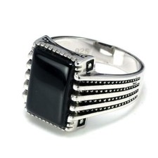 Bague pierre homme argent