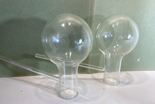 2 ballon de Kohlraush à tube latéral; chimie, laboratoire, occasion