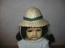 Ancien chapeau en paille tressée pour poupée ancienne de Art Déco vers 1920 1930