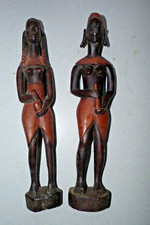 2 figurines Africaine  statue en bois sculptée et peinte à la main
