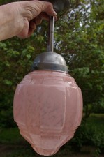 Suspension Plafonnier Globe Art Déco Verre moucheté rose Building Skyscraper