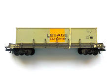 Wagon Jouef Marchandises Plat Rancher à Bogies SNCF Container Lesage réf 6616