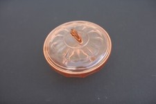 Sucrier ou bonbonnière en verre moulé rose, style Art déco