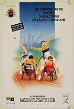  Affiche Championnat de France ATHLETISME EN FAUTEUIL ROULANT 1991 HANDISPORT