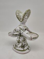 saleron Double femmes en Céramique signé Martres France décor floral vert