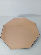 plateau ancien de service en verre miroir biseauté hexagonale à 8 faces