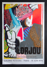 Bernard LORJOU Affiche originale Litho 1970 Exposition Galerie Art Contemporain